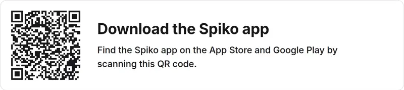 QR code to download the Spiko app on the App Store and Google Play